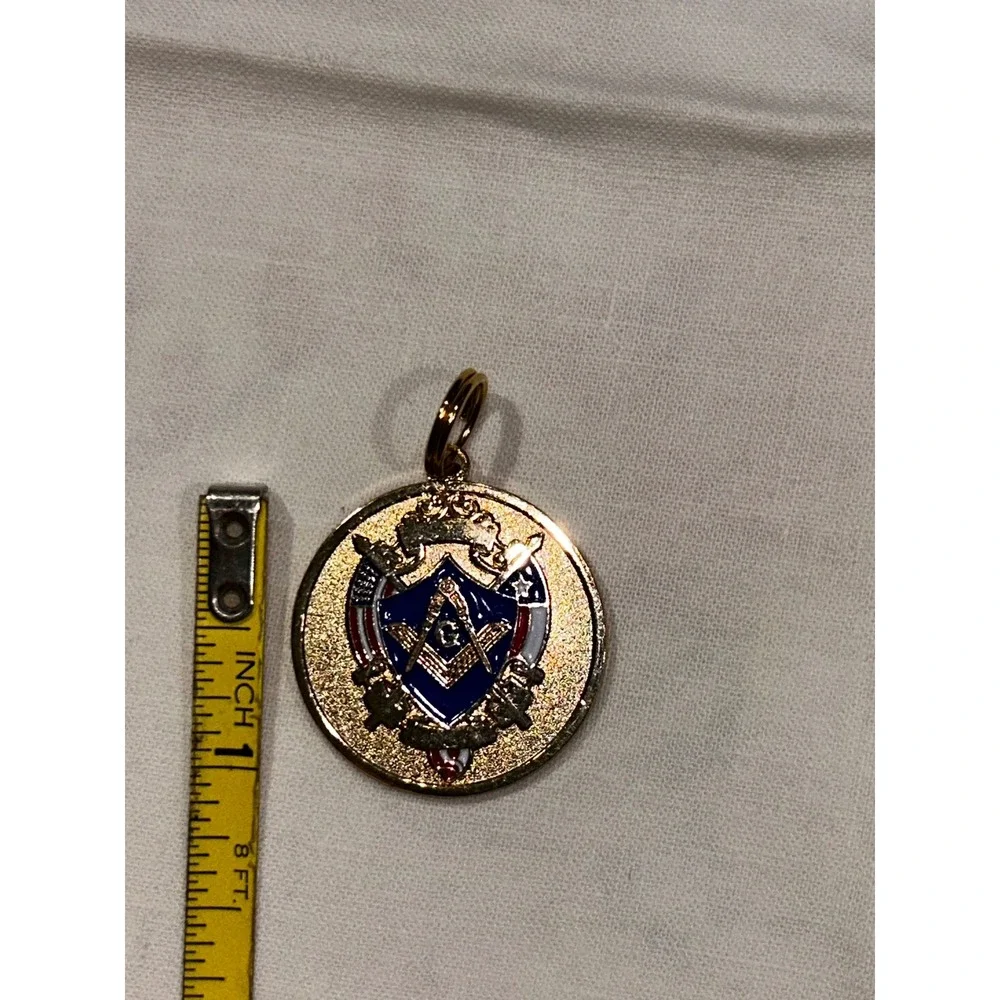 Masonic Grand Lodge of Texas Pendant Gold Tone Blue Enamel Medallion